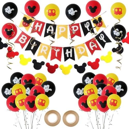 Mickey Mouse 1st Birthday Party Supplies Decorations Happy Birthday Banner Cupcake Toppers Birthday Decorations for Boys Girls