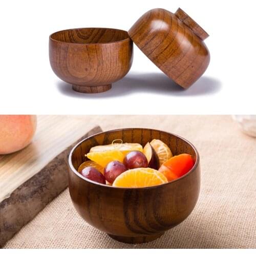 1Pc Wooden Bowl Japanese Style Wood Rice Soup Bowl Salad Bowl Food Container Large Small Bowl for Kids Tableware Wooden Utensils