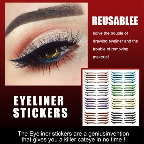 10Pcs Reusable eyeliner stickers Eye Makeup Stencils Eyebrow Eyeshadow Make Up Template Sticker Cards Stencils 6 Styles Stickers