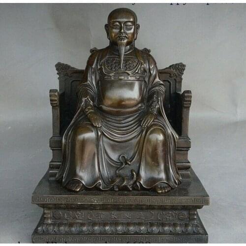 11" China Taoism Bronze Folk Xuantianshangdi Xuan Wu Da di Snake Turtle Statue