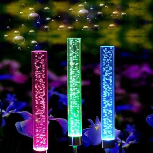 2PCS Solar Power Tube Lights Lamps Acrylic Bubble Pathway Lawn Landscape Decoration Garden Stick Stake Light Lamp Street Lights