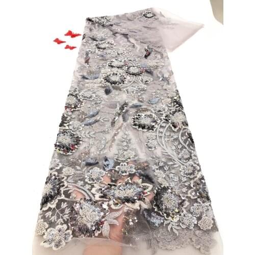 2021 High Quality African Sequin Lace Fabric French Embroidered Nigeria Lace Fabric Wedding RF4334