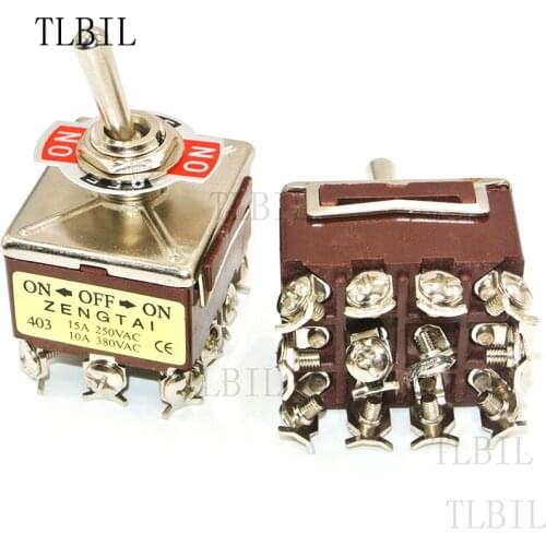 AC 380V 10A ON/OFF/ON 3 Positions 12 Pin Latching Toggle Switch 4PDT