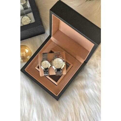 Double Silver Steel Cord Analog Women Men Wrist watch