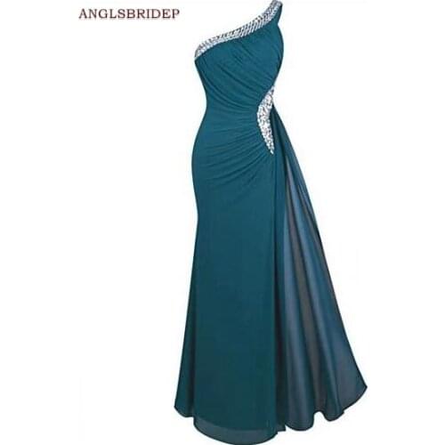 ANGELSBRIDEP One-Shoulder Mermaid Evening Party Gowns Vestidos de festa Sexy Side Split Crystal Formal Prom Dresses Hot