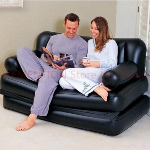 Two people seat large bean bag lounger, solid black inflatable air sofa,living room couch sofa,indoor furniture set 1pcs