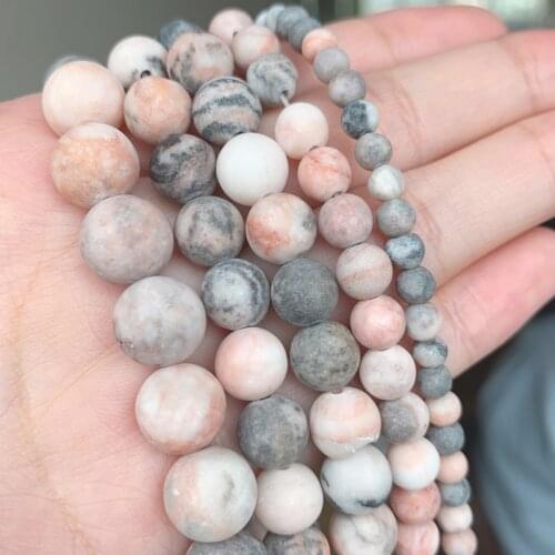 4/6/8/10mm natural stone beads Matte Pink Zebra Jaspers round loose bead spacer Beads for jewelry Making Bracelet Necklace 15
