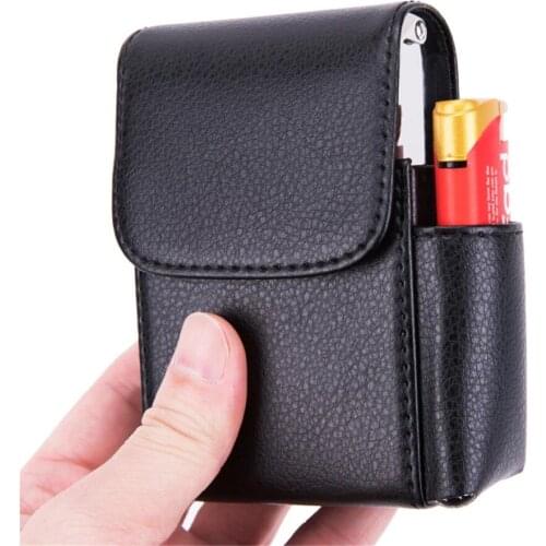 PU Leather Cigarette Case Butane Gas Lighter Storage Box 20pcs Cigarettes Holder Cigar Tobacco Box Smoking Tools For Men‘s Gifts
