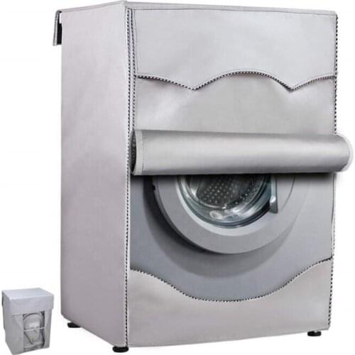 Washing Machine Cover Polyester Fibre Waterproof Front Load Laundry Dryer Cover Sunscreen Laundry Silver Coating Dustproof Cover