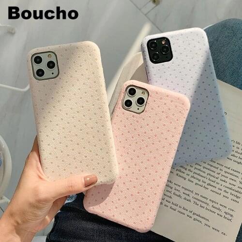 Boucho Cloth Texture Small Wave Point Phone Case For iPhone 11 Pro Max 6 6s 7 8 Plus X XS XR Xs Max SE Soft Warm PU Fundas