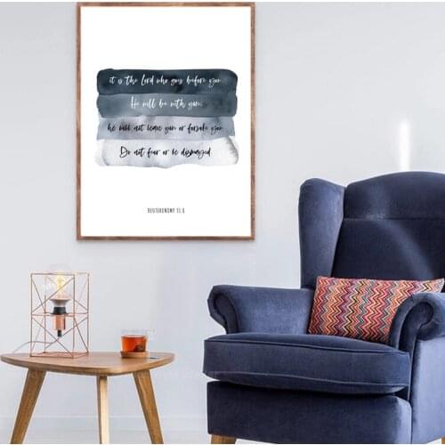 Deuteronomy 31:8 Bible Verse Prints Do Not Fear Quote Poster I Will Be With You Christian Wall Art Canvas Painting Picture Decor