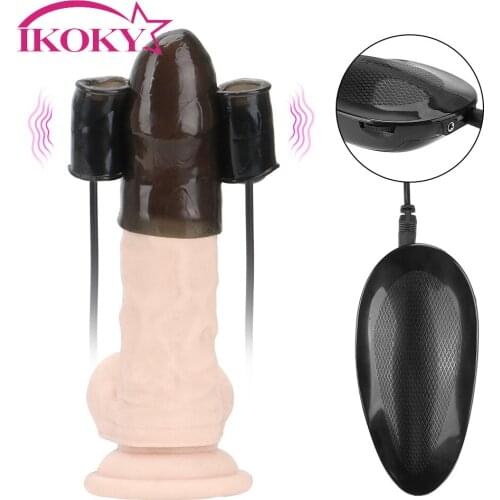 IKOKY Adjustable Strong Vibrating Penis Pump Delayed Ejaculation Sex Toys Cock Glans Physical Training Vibrators For Men