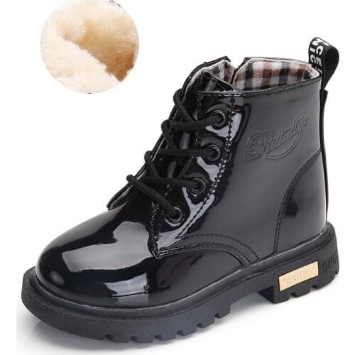 VIP 2020 Kids Leather Boots Boys Girls Shoes Autumn Children Boots Toddler Girls Boots Warm Winter Boots Kids Shoes Size 21- 37