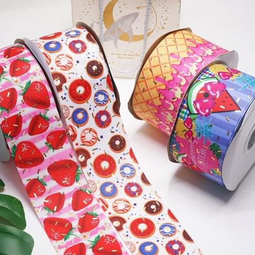 3" 75mm Ink Gold Foil Grosgrain Ribbon DIY Hair Band 50yards/roll H2402907