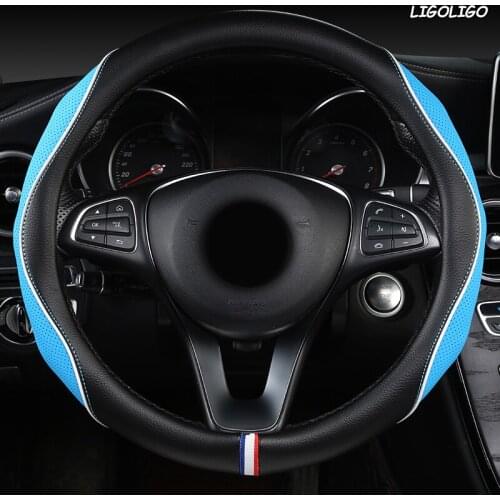 LIGOLIGO Leather Car Steering Wheel Cover For Hondas Civics CRV BRV Fit Jazz Accords City Freed Mobilio Stream