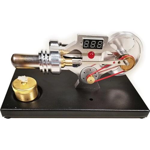 Custom γ-Type Stirling Engine Model with Voltage Digital Display Meter and Glow Lamp Bead Science Experiment Educational Toy