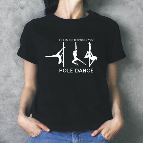 Fashion Pole Dance Pattern Print T-shirt Womens Summer Short Sleeve Casual Tee Shirt Femme Outdoor Harajuku T-shirts Women Tops
