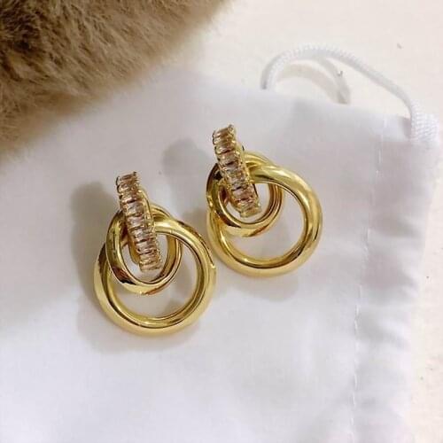 Fashion Knot Cubic Metal Circel Twist Earrings For Women Gold Color New Earrings Statement Jewelry Wholesale