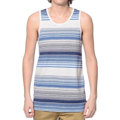 Mens Khaki Blue Strip Tank Top