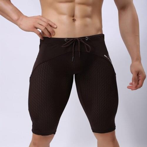 BRAVE PERSON Brand Sexy Long Boxer Trunks Men Swimwear Swimming Suit for Male Man Beach Swimsuit Bermudas Board Surf Swim Shorts