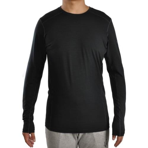 Mens outdoor sports fitness merino wool blend long-sleeved pullover bottoming breathable and quick-drying