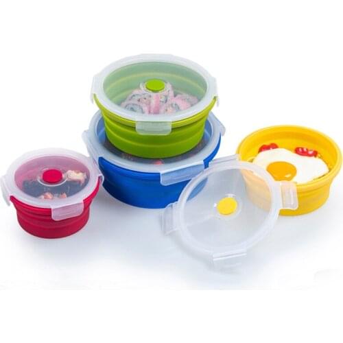 Set Bowl Sets Silicone Folding Lunch Box Folding Bowl Portable Silicone Folding Bowl Foldable Salad Bowl with Lid