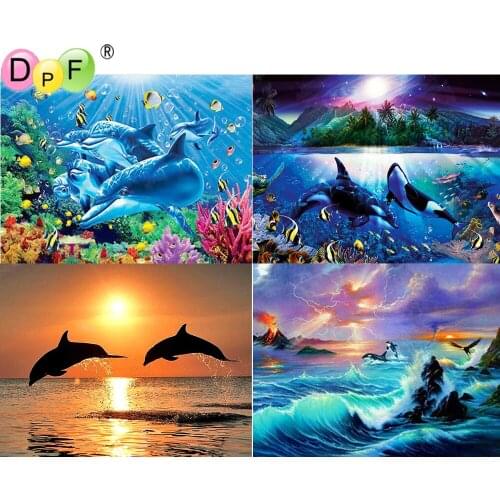 DPF 5DDIY Diamond Painting Full Square/Round Drill "dolphin" Embroidery Cross Stitch gift needlework Home Gift Mosaic Art Decor