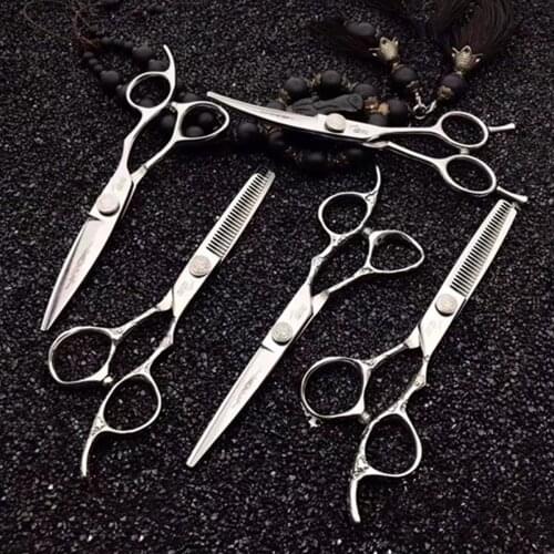 6 Professional Hair Salon Structure Scissors Set Cutting Barber Haircut Thinning Shear Scissors Hairdressing Hair Tools Scissors