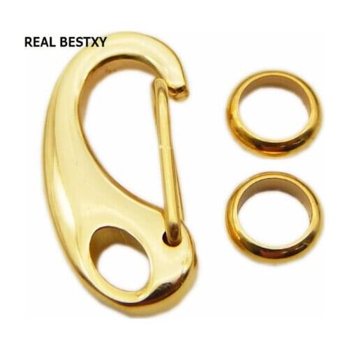 REAL BESTXY 10pcs/lot tainless steel strong lobster clasps for leather cord bracelets making