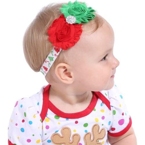 Baby girl Xmas Headband Newborn Christmas Hair flowers Shabby Flower Hairband For girls Hair accessories Children Party Headwear