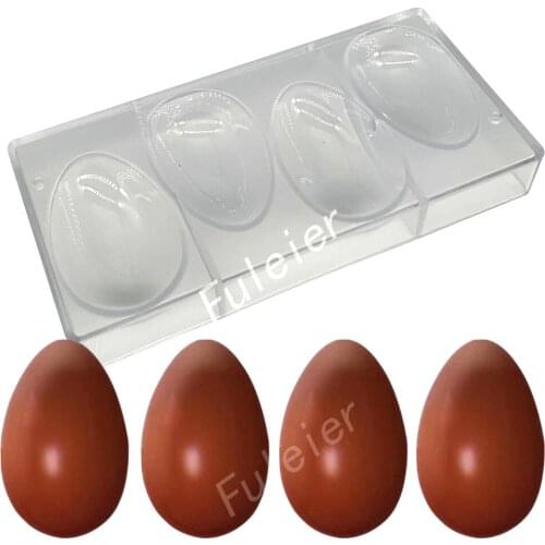 4 Hole Easter Egg Polycarbonate Chocolate Mold,DIY Baking Pastry Confectionery Tools Tray Candy Cake Decorating Mould Bakeware