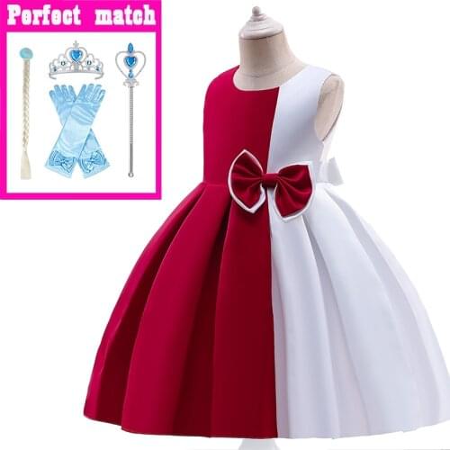Girls Satin Fabric Wedding Party Dress Fashion show color matching Prom Dresses