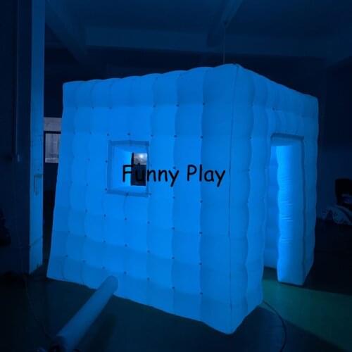 Portable inflatable photo booth cube tent With Brightest Colorful Full glow Lights,promotion photo booth kiosk enclosure