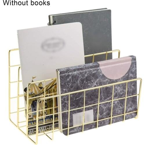 Durable and Convenient Wrought Iron Metal Three Grid Bookshelf Book Stand Desktop Decoration File And Book Organizer