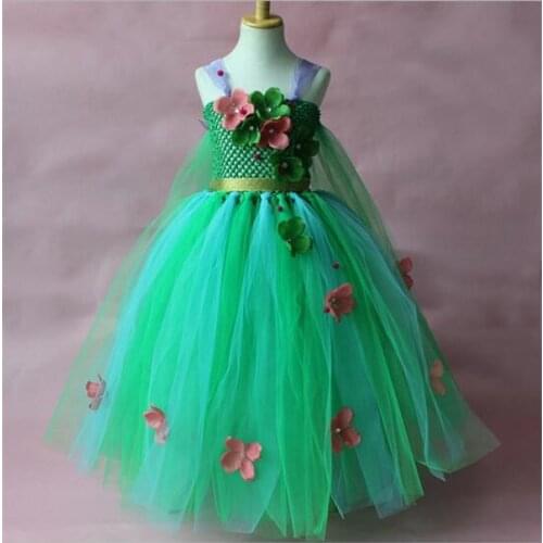 Christmas Gift Fairy Princess Dress For Girls Halloween Cosplay Costume Kids Party Fancy Green Dresses