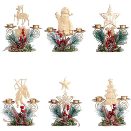 Christmas Iron Art Candlestick Holders Desktop Decoration Craft Festival Party Supplies Home Decor Not Easy To Corrode And Rust