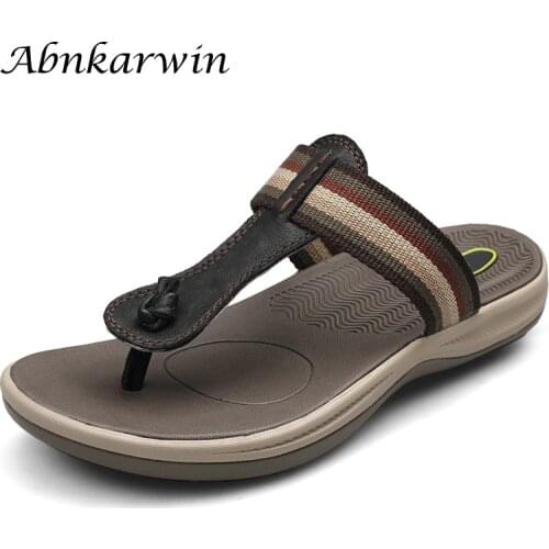 Genuine Leather Braid Summer Outside Men Flip Flops Slippers Light Flip Flop Casual Shoes Chanclas Hombre Outdoor Beach Slipper