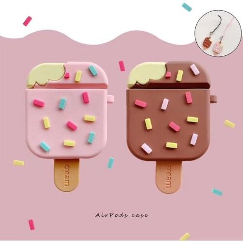 Silicone Tiny Abite Ice Cream With Colorful Cake Sprinkles On Earphone Case For Airpods 1/2 Pro Buy One Corresponding Ring Free