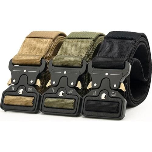 Military Canvas Belt Mens Tactical Designer Belt Jeans Pants Stretch Nylon Belt Black Metal Buckle Belt