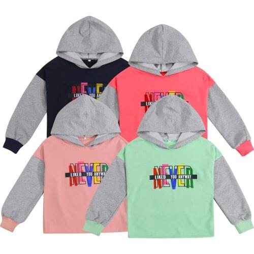 Spring Autumn Toddlers Hoodie, Little Boys Girls Color Matching Colorful Letter Printing Long Sleeve Hooded Tops Drawstring 4-9T