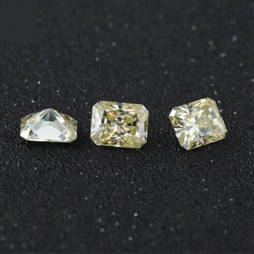 High Quality Radiant Cut Moissanites Diamond Light Yellow Synthetic Rectangle Shape moissanites stones