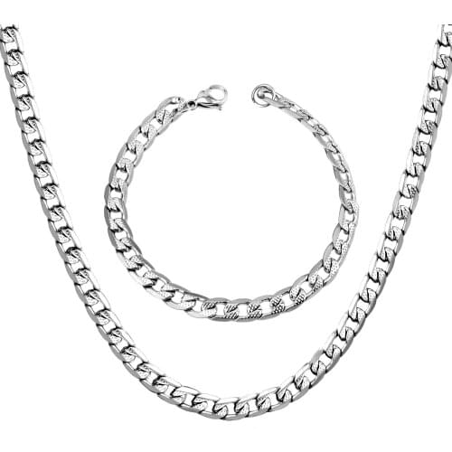 LUXUKISSKIDS Jewelry Stainless Steel Jewelry Set Gold Color Round Bracelet Necklace Dubai African Jewellery Set For Men