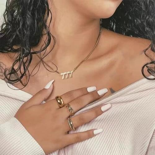 Goth Angel Number Necklaces For Women Gold Stainless Steel Cuba Chains 111 222 444 666 777 888 999 Devil Necklace Men Jewelry