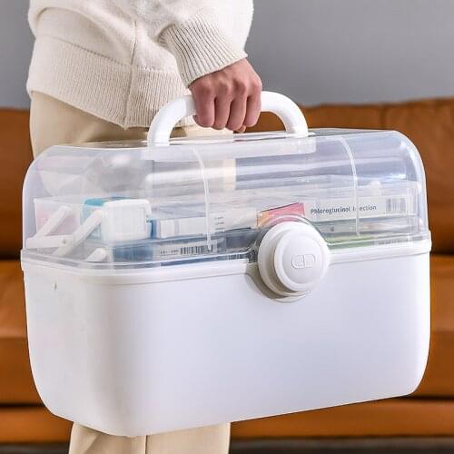 Household Medicine Box Storage Box Large Desktop Organizer Storage Large Capacity Multi-layer Portable First Aid Medical Kit