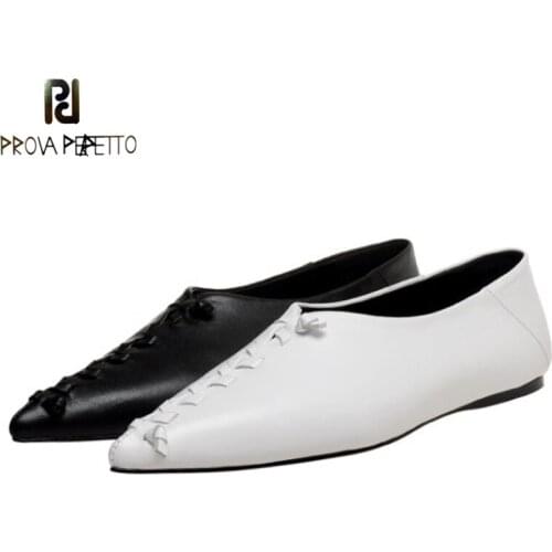 Witch Shoes Womens Shoes Autumn New Style Cowhide Pointed Toe Solid Color Flat Shoes Low Cut Shallow Mouth Single Shoes