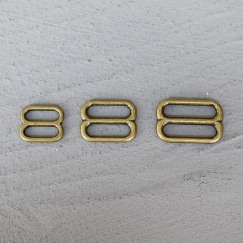 10 Pcs 15/20/25mm Bronze Metal Adjust Buckle Tri Slide Buckle Middle Center Bar Adjuster for Leather Craft Bag Strap Webbing