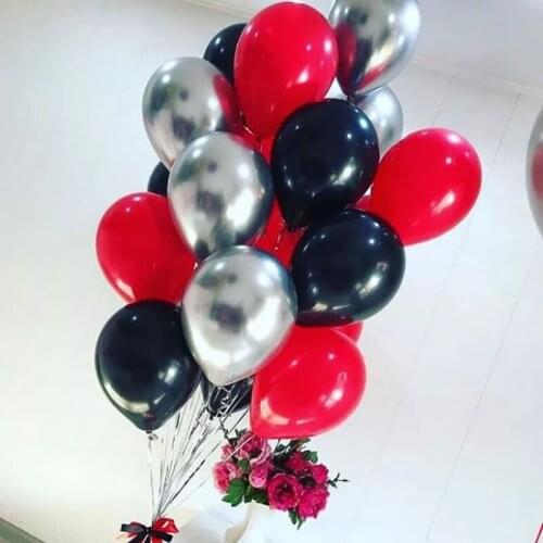 21pcs 10inch Red Black Balloon Mixed Metal Gold Silver Latex Helium Balloon For Wedding Valentines Decor Birthday Party Balloons