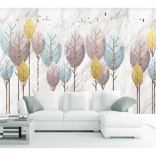Beibehang 3D modern minimalist custom wallpaper fashion rich tree leaves landscape background wall decoration papel de parede