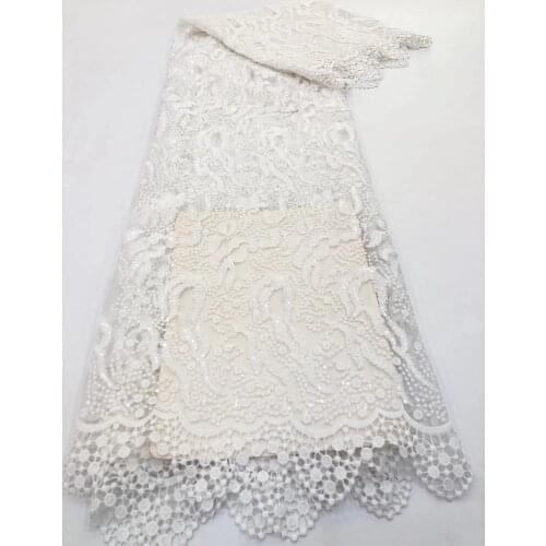 5yards/pc) Pure white French net lace fabric with sequins embroidery fashion African wedding lace for party dress FZX048
