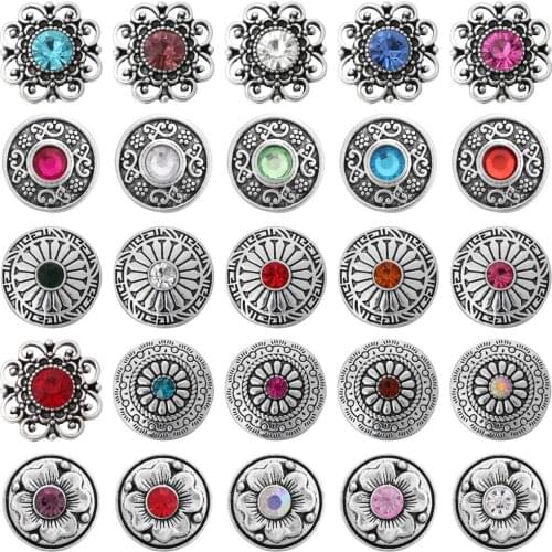 6pcs/lot New Snap Jewelry Lots Metal Round 18mm Snap Buttons Fit Snap Button Bracelet Bangles DIY Button Jewelry